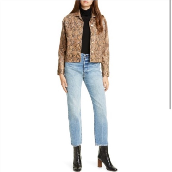 COPY - FRAME Le Vintage Python Print  Denim Jacket - Picture 3 of 9